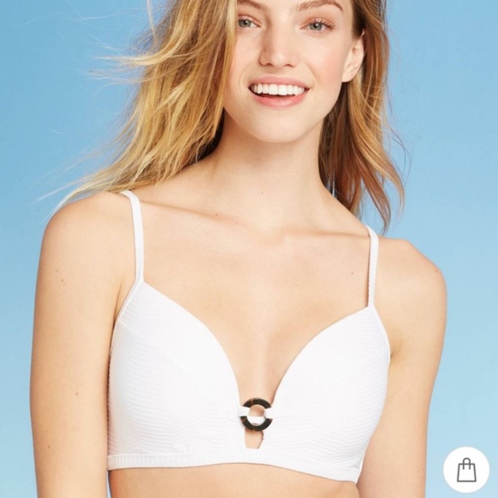 Shade & Shore Ribbed Tortoise Ring Bikini Top (32B)